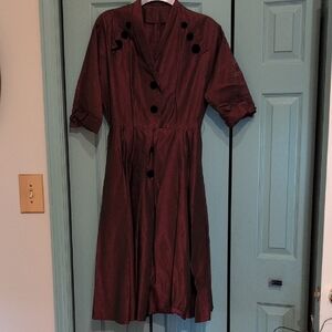 Elegant Burgundy Button-Up Dress